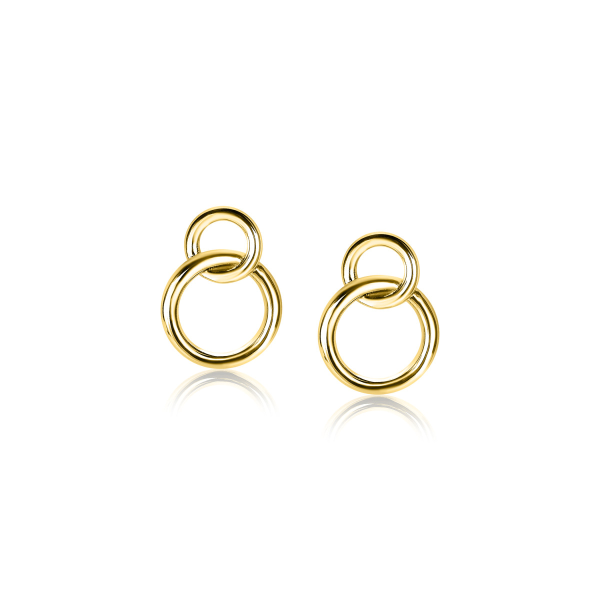 Zinzi ZIO1278G gold plated oorknopjes met cirkels glanzend 11 mm breed
