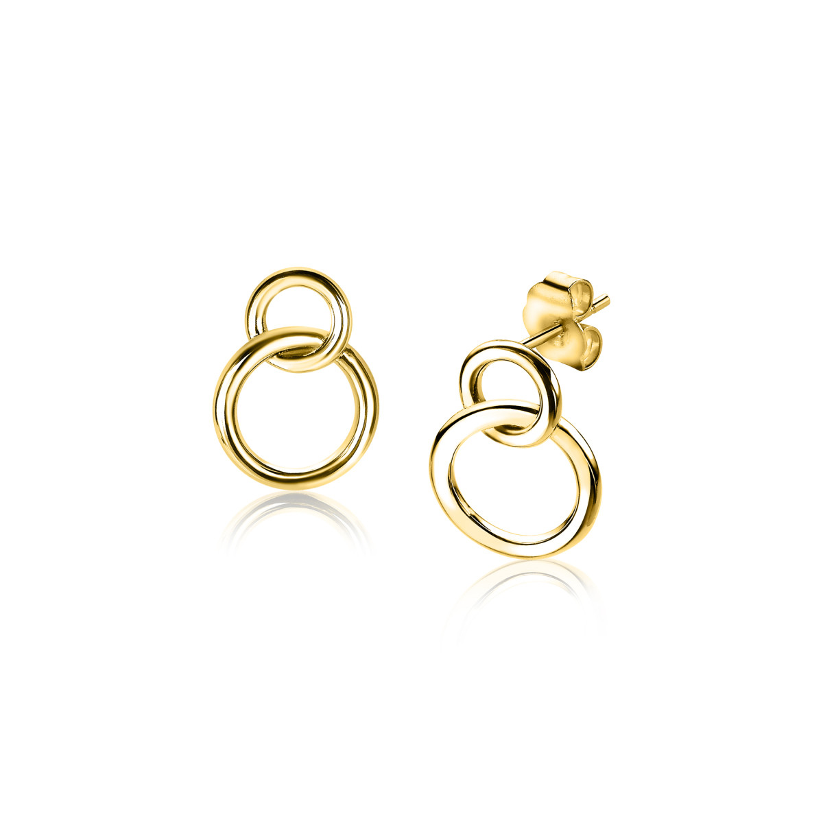 Zinzi ZIO1278G gold plated oorknopjes met cirkels glanzend 11 mm breed