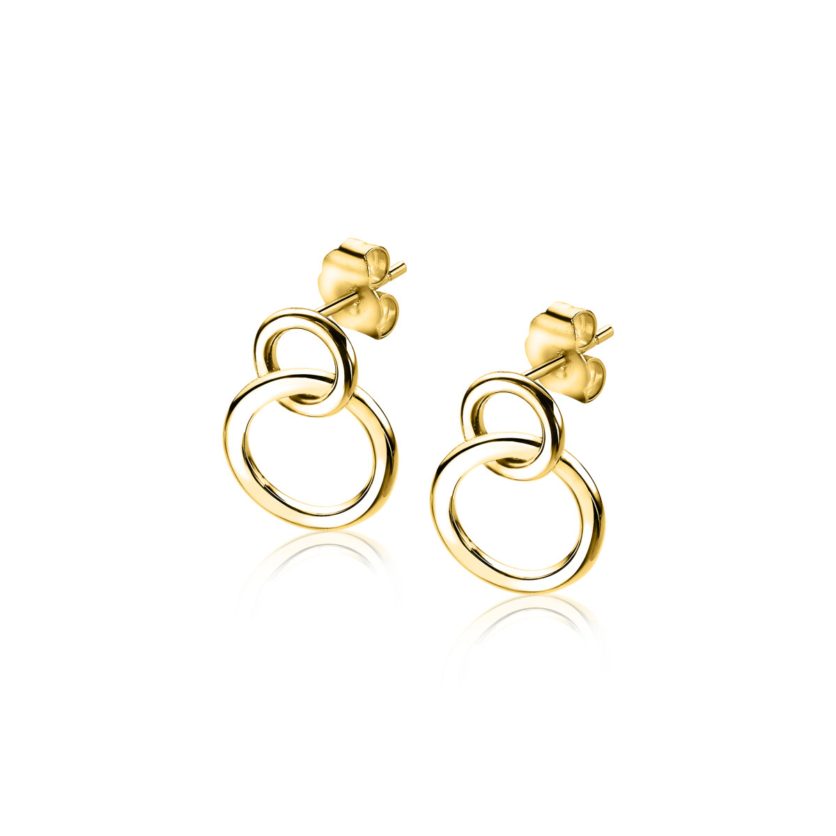 Zinzi ZIO1278G gold plated oorknopjes met cirkels glanzend 11 mm breed