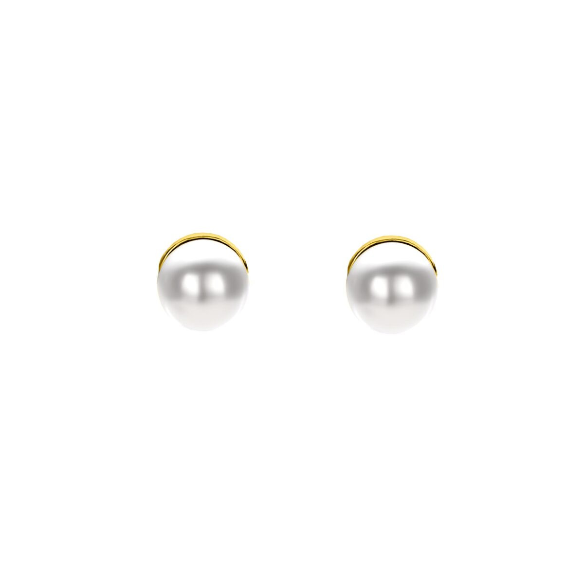 Zinzi ZIO1318Y gold plated oorknopjes met witte parel - Diameter 4 mm