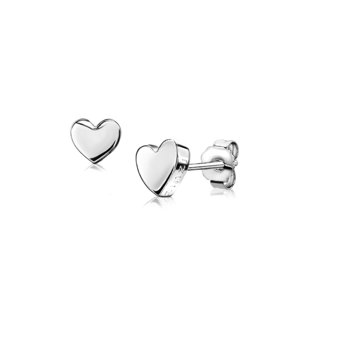 Zinzi ZIO1378 925 zilveren hartvormige oorknopjes glanzend 6.5 mm doorsnede