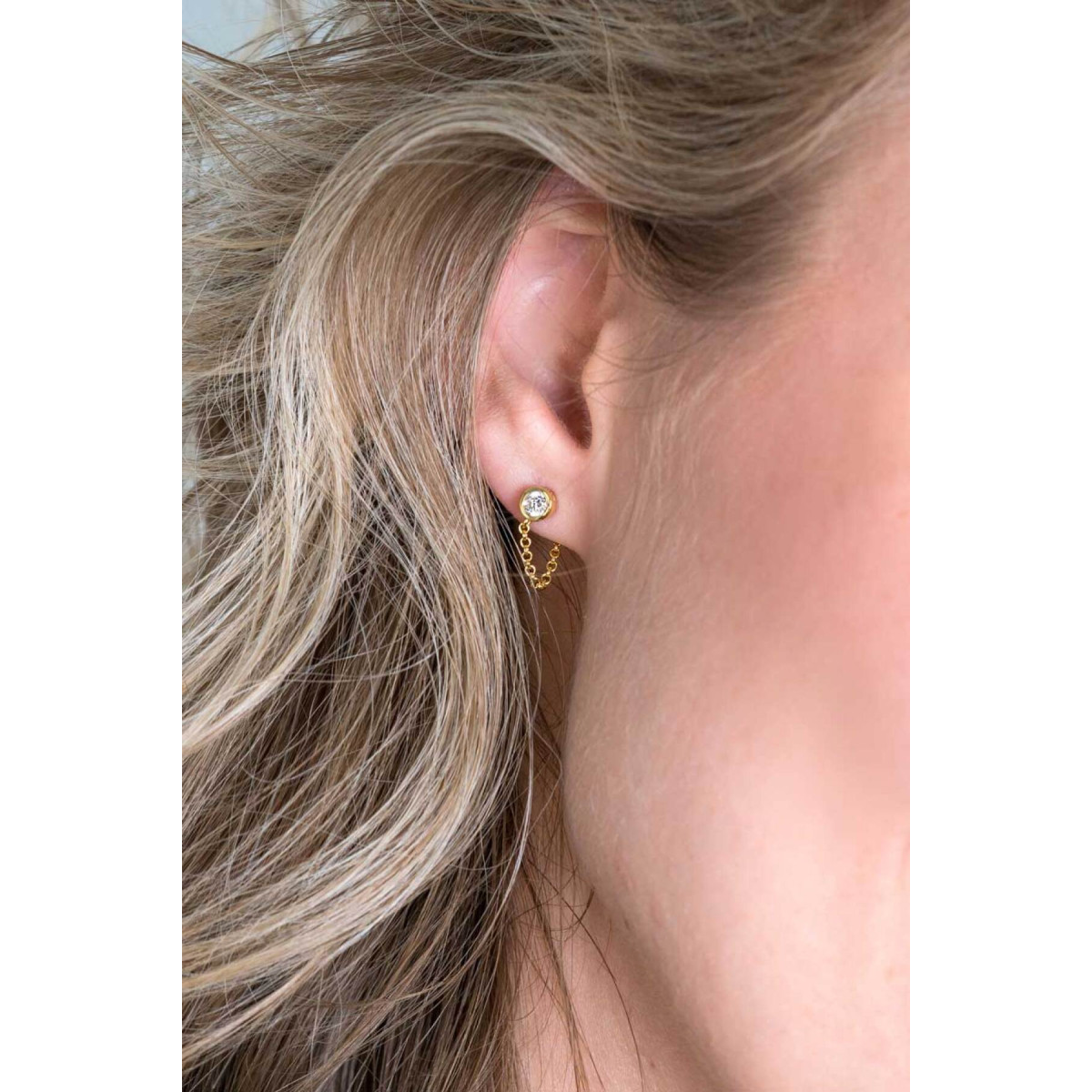 Zinzi ZIO1773Y goudkleurige oorknopjes met zirkonia en jasseron schakel 4.5 mm breed