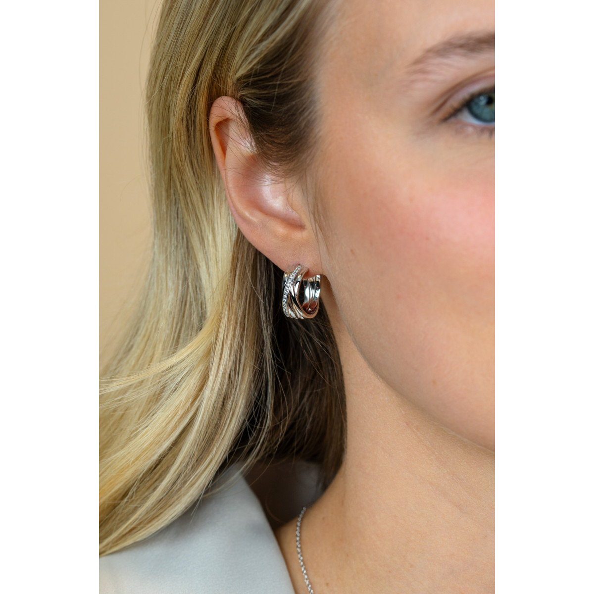 Zinzi ZIO1790 zilveren oorringen met zirkonia 7 mm breed - Diameter 17 mm