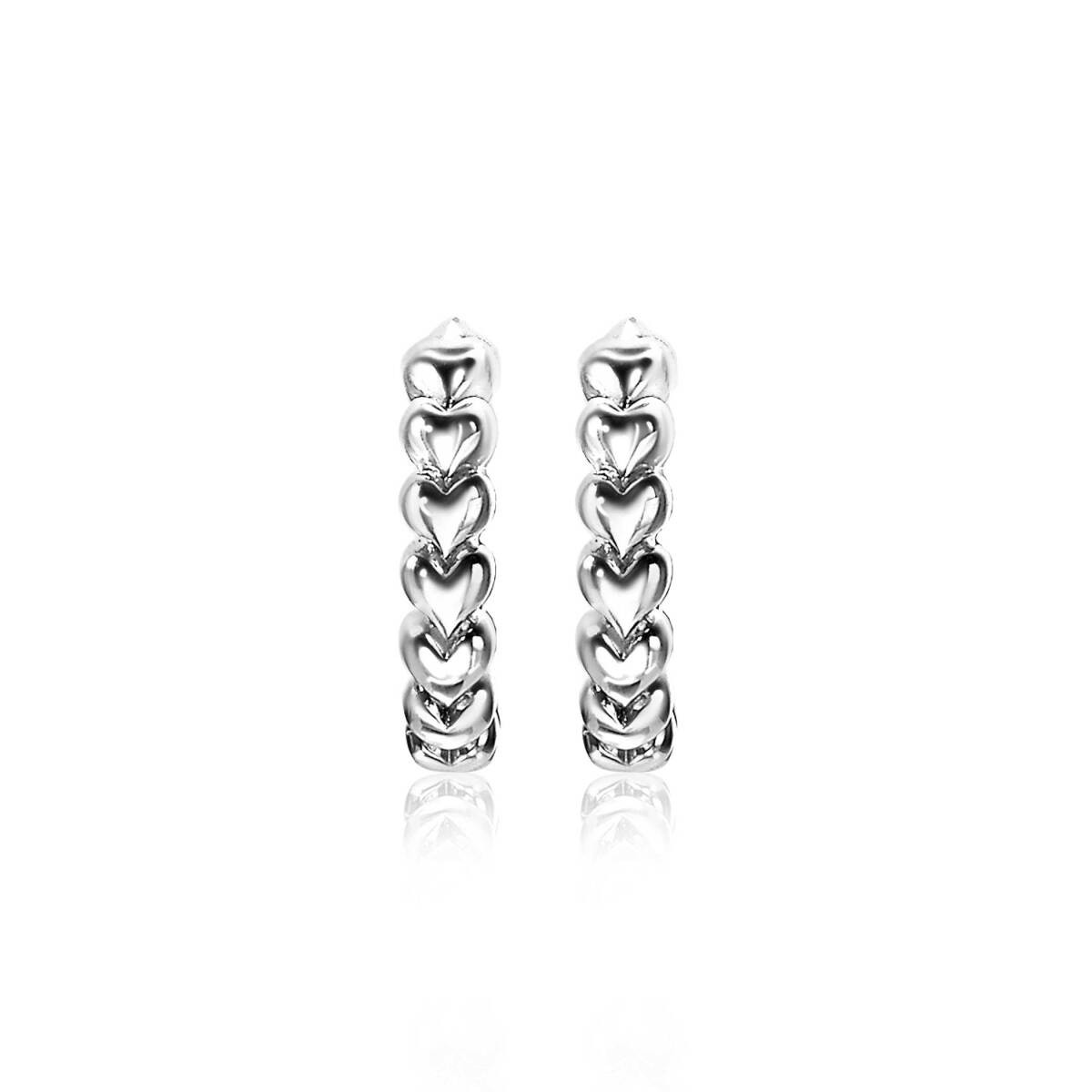 Zinzi ZIO1798 925 zilveren oorringen met verbonden hartjes 3 mm breed - Diameter 15 mm