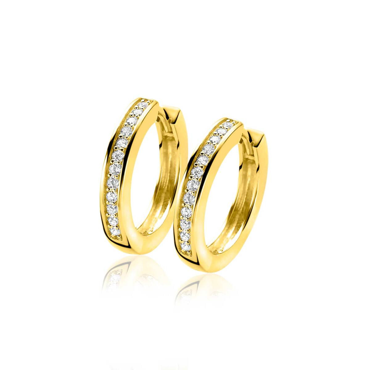 Zinzi ZIO190Y goudkleurige oorringen met zirkonia 3 mm breed - Diameter 20 mm