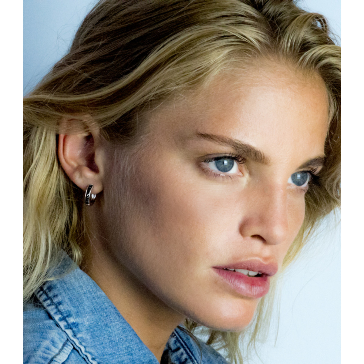 Zinzi ZIO191B 925 zilveren oorringen met zwarte zirkonia 3 mm breed - Diameter 15 mm