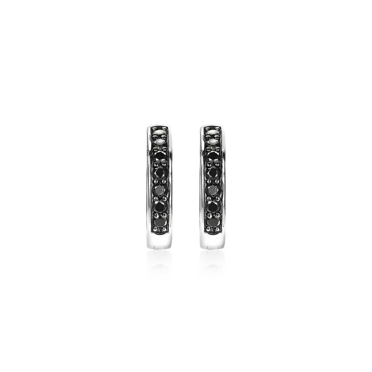Zinzi ZIO191B 925 zilveren oorringen met zwarte zirkonia 3 mm breed - Diameter 15 mm