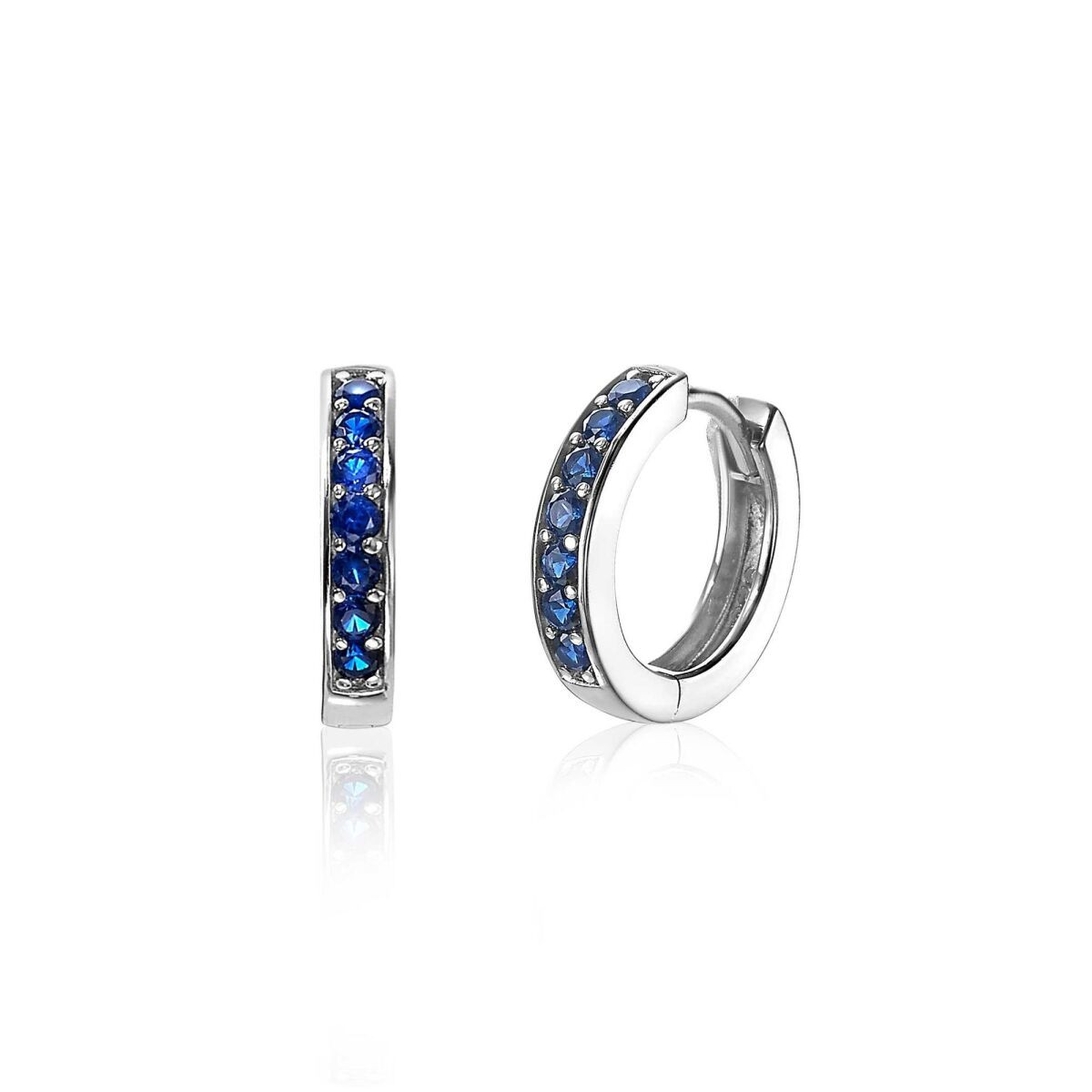 Zinzi ZIO191DB 925 zilveren oorringen met blauwe zirkonia's 3 mm breed - Diameter 15 mm