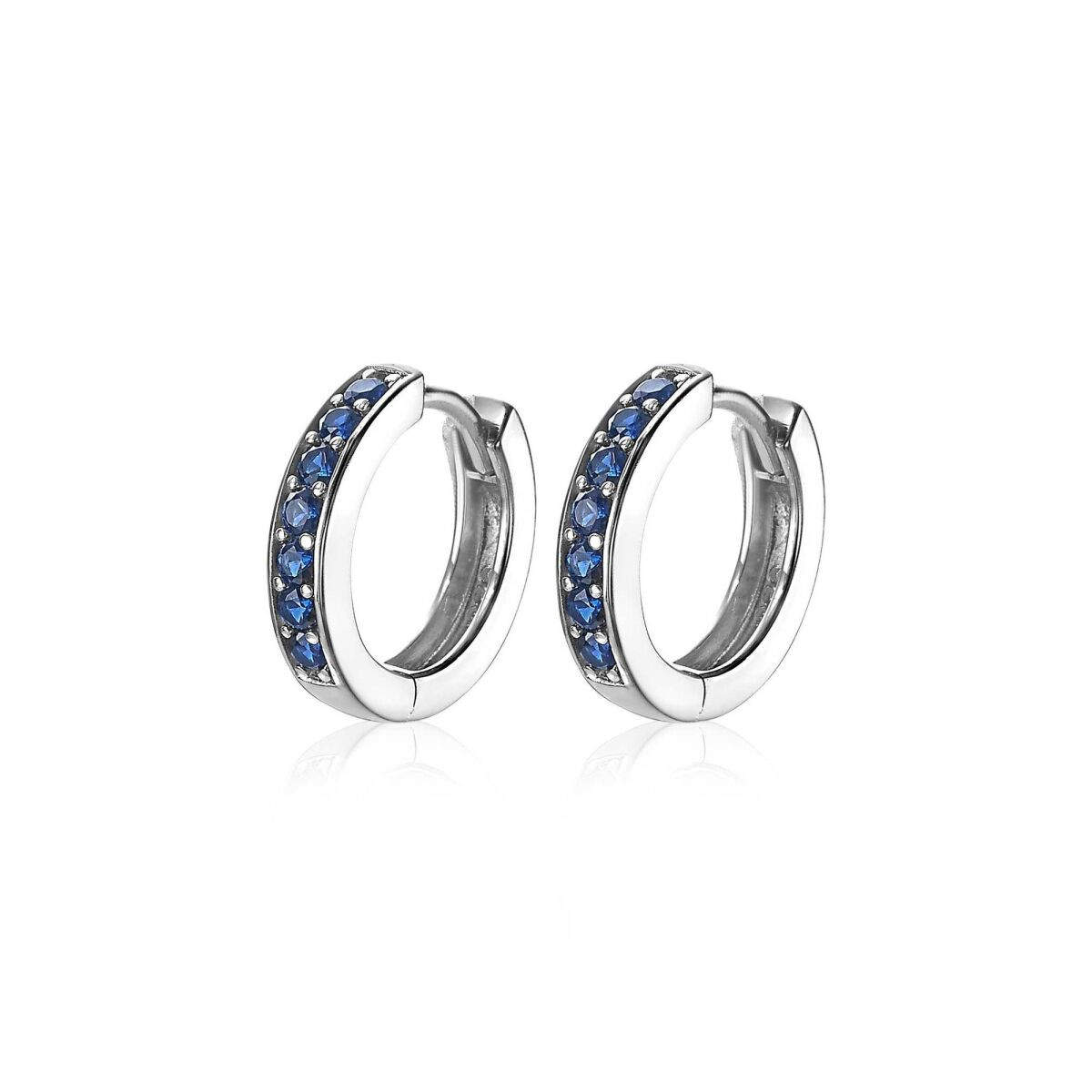 Zinzi ZIO191DB 925 zilveren oorringen met blauwe zirkonia's 3 mm breed - Diameter 15 mm
