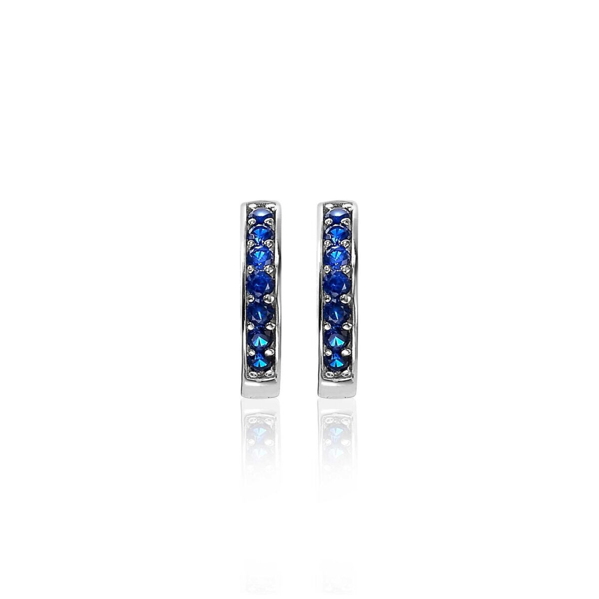Zinzi ZIO191DB 925 zilveren oorringen met blauwe zirkonia's 3 mm breed - Diameter 15 mm