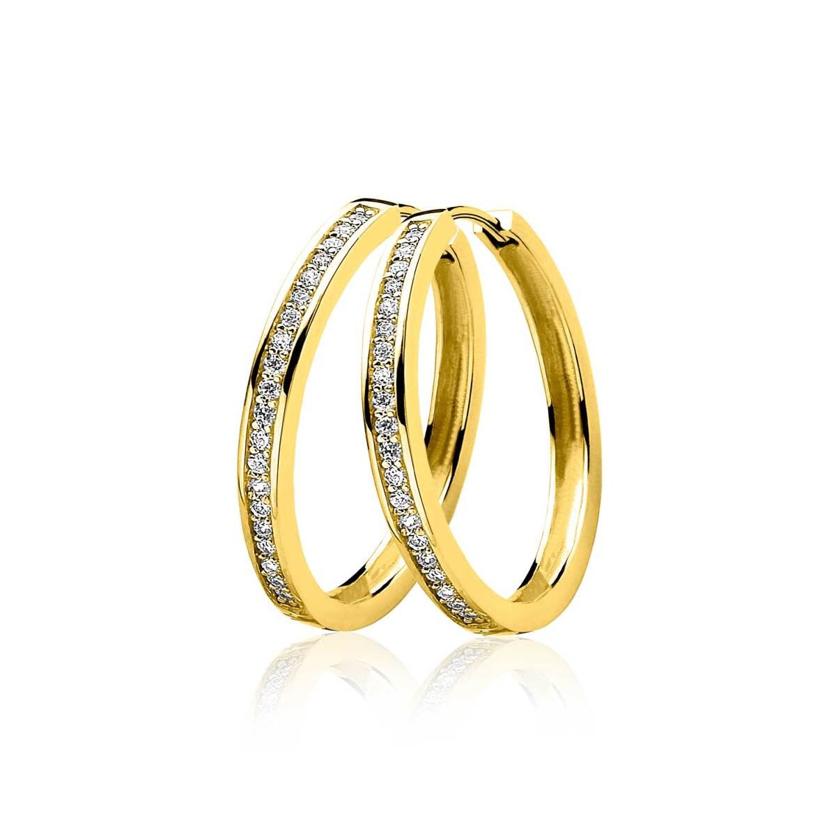 Zinzi ZIO193Y goudkleurige oorringen met zirkonia 3 mm breed - Diameter 28 mm