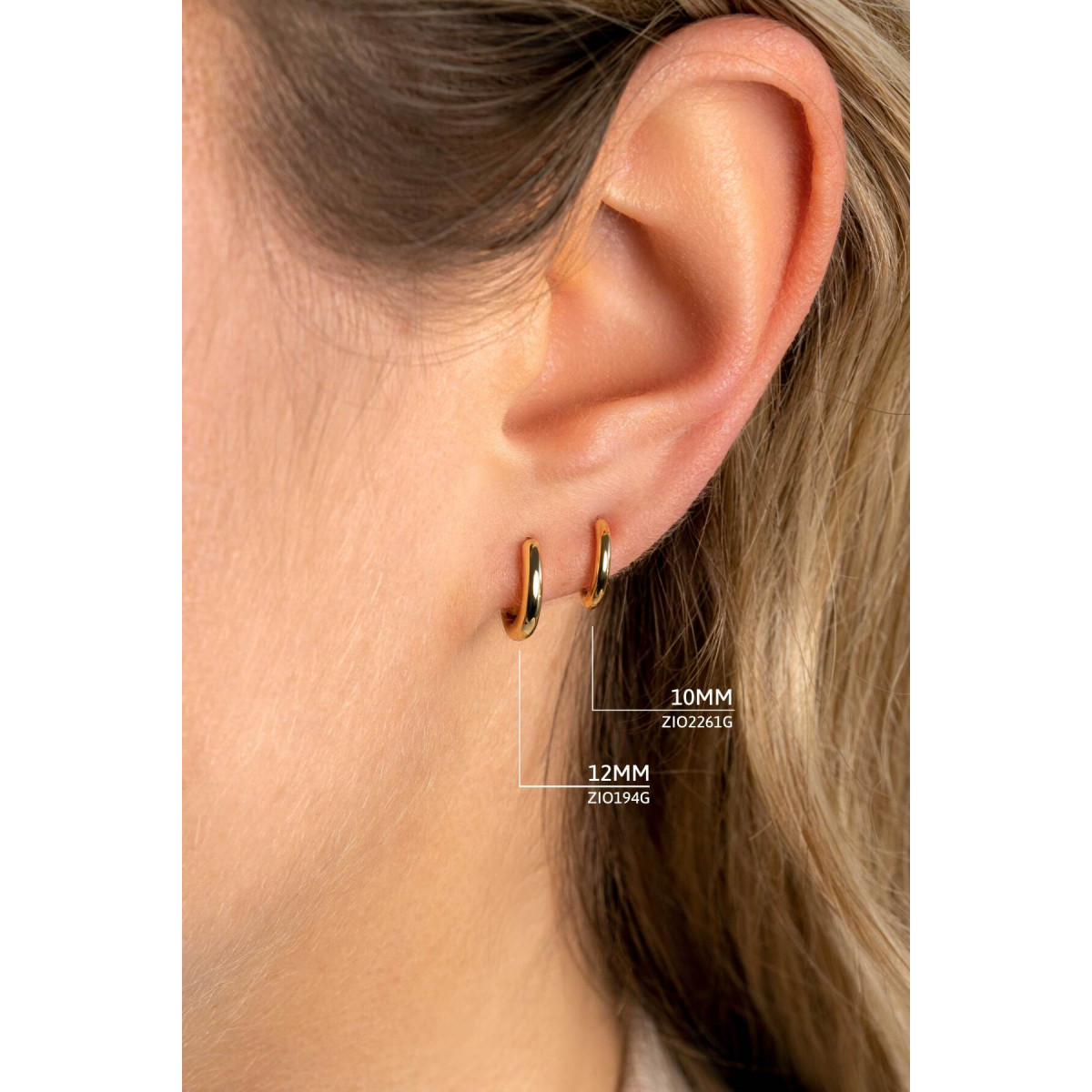 Zinzi ZIO194G goudkleurige oorringen rond 2 mm breed - Diameter 12 mm