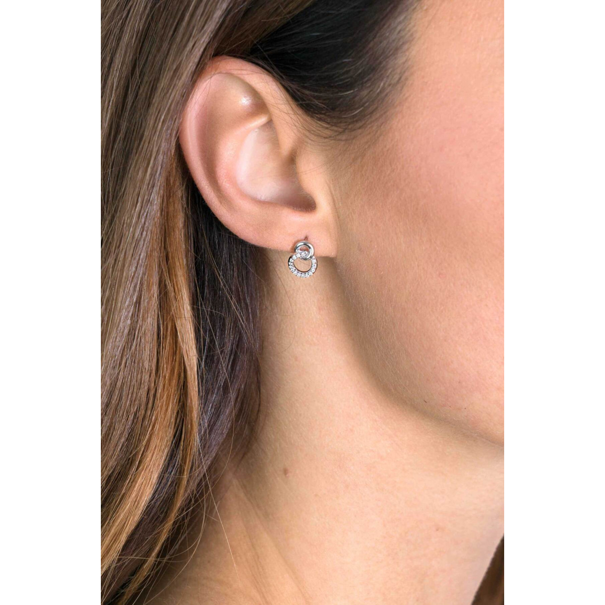 Zinzi ZIO2045 zilveren oorstekers met zirkonia bolletje 8.1 mm breed - Hoogte 11 mm