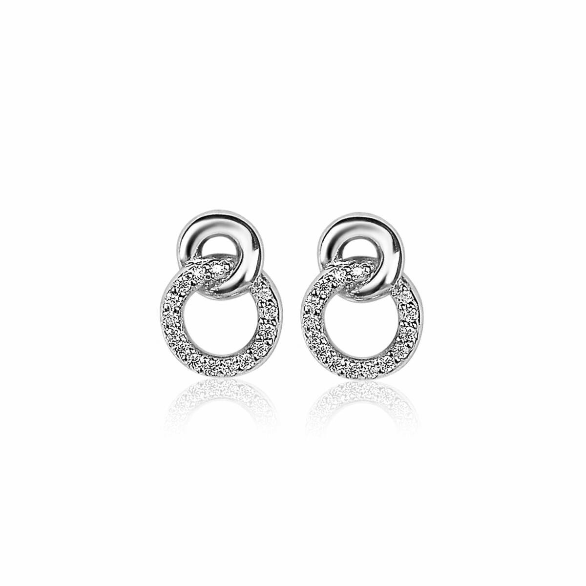 Zinzi ZIO2045 zilveren oorstekers met zirkonia bolletje 8.1 mm breed - Hoogte 11 mm