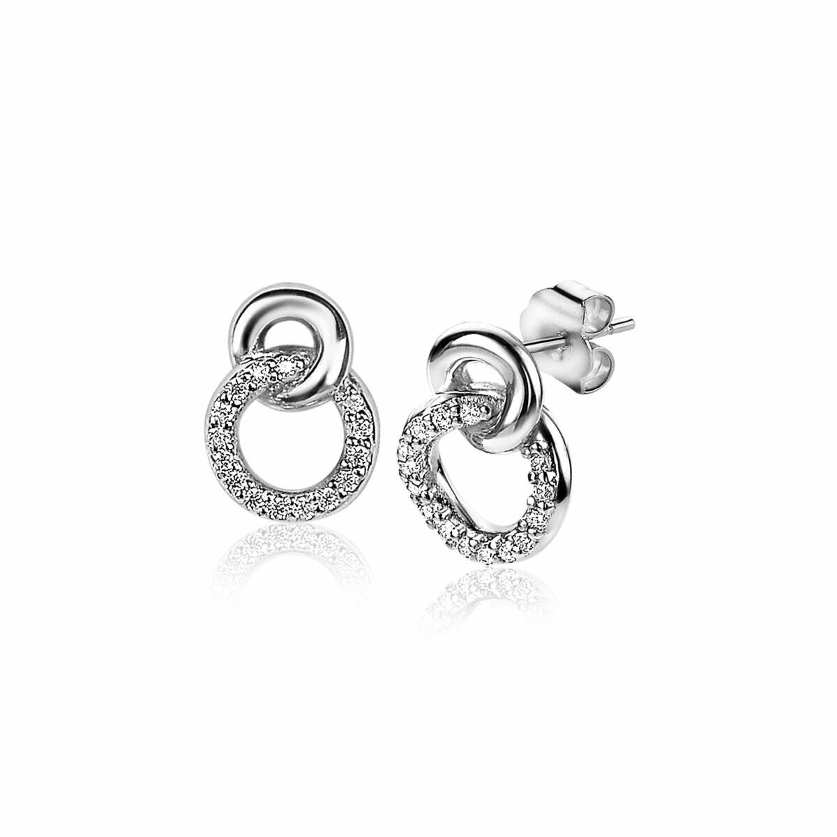 Zinzi ZIO2045 zilveren oorstekers met zirkonia bolletje 8.1 mm breed - Hoogte 11 mm