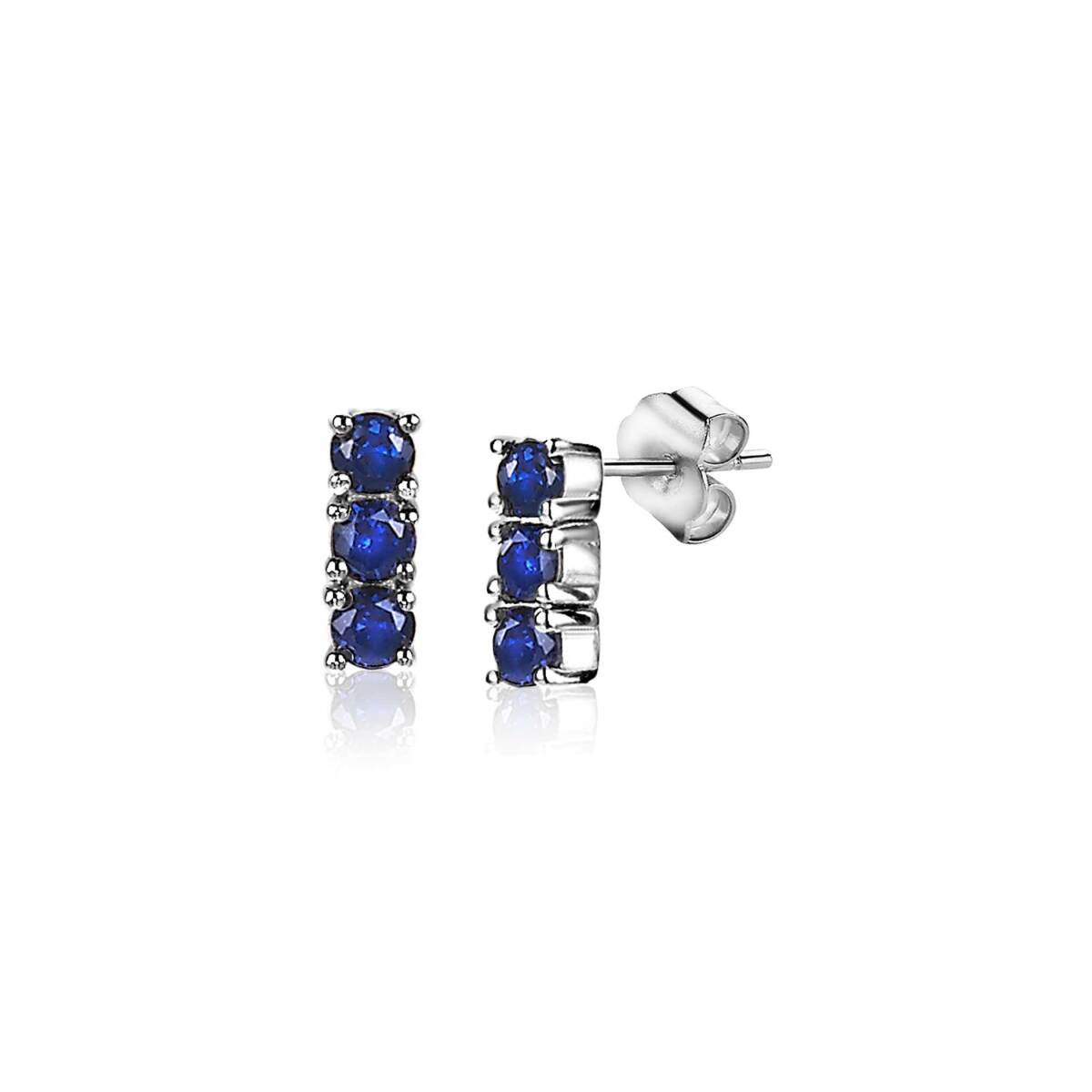 Zinzi ZIO2127B zilveren oorstekers met blauwe zirkonia 2.9 mm breed - Hoogte 8 mm
