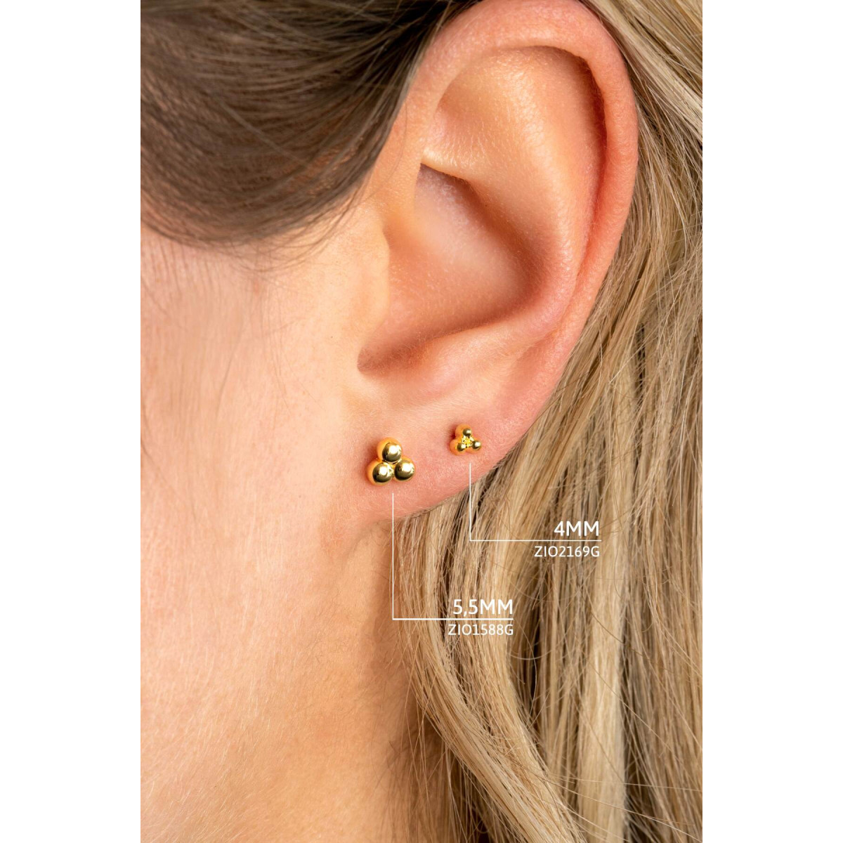 Zinzi ZIO2169G gold plated oorknopjes met glanzende afwerking - Diameter 4 mm