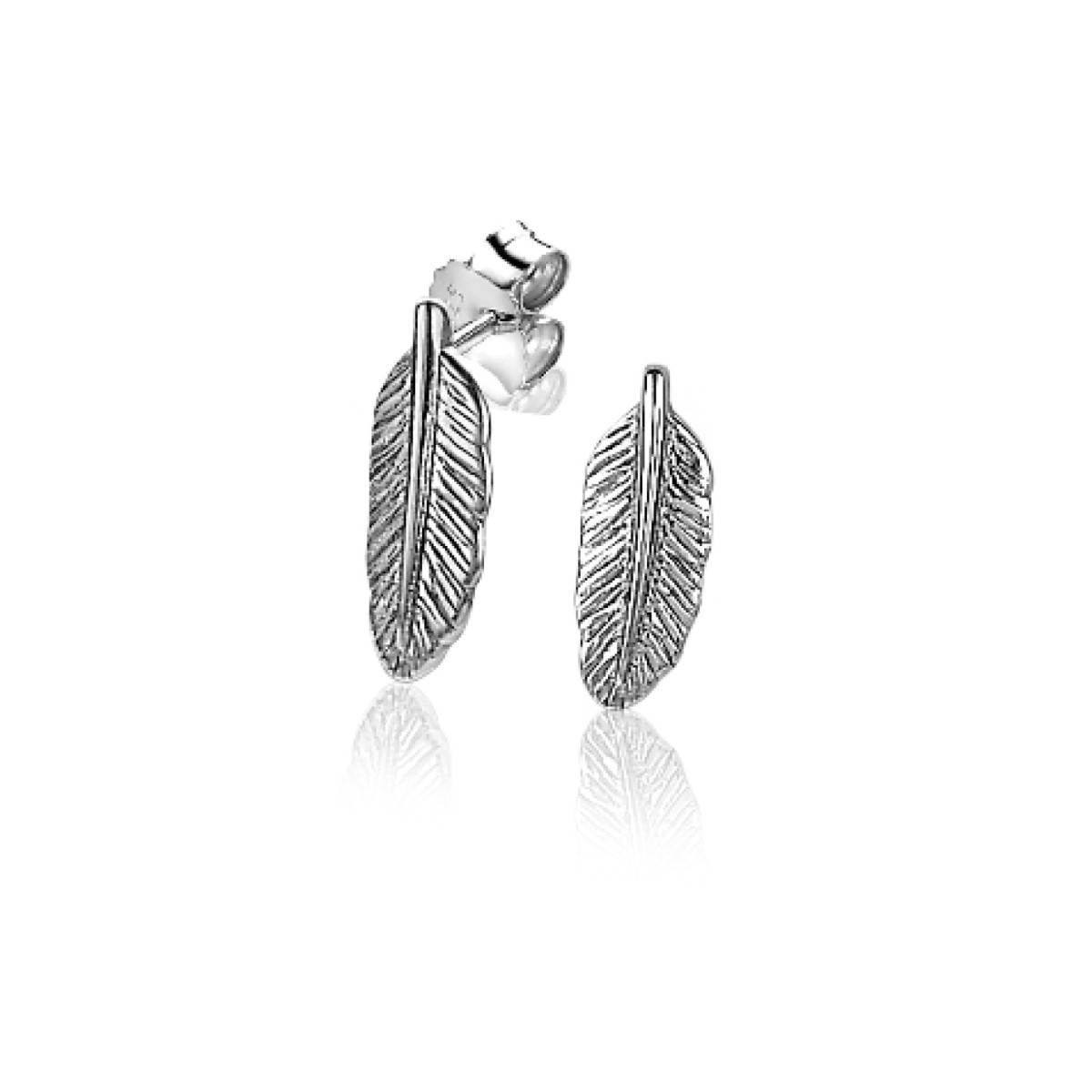 Zinzi ZIO2212 zilveren veer oorknopjes 3.7 mm breed - Hoogte 10 mm