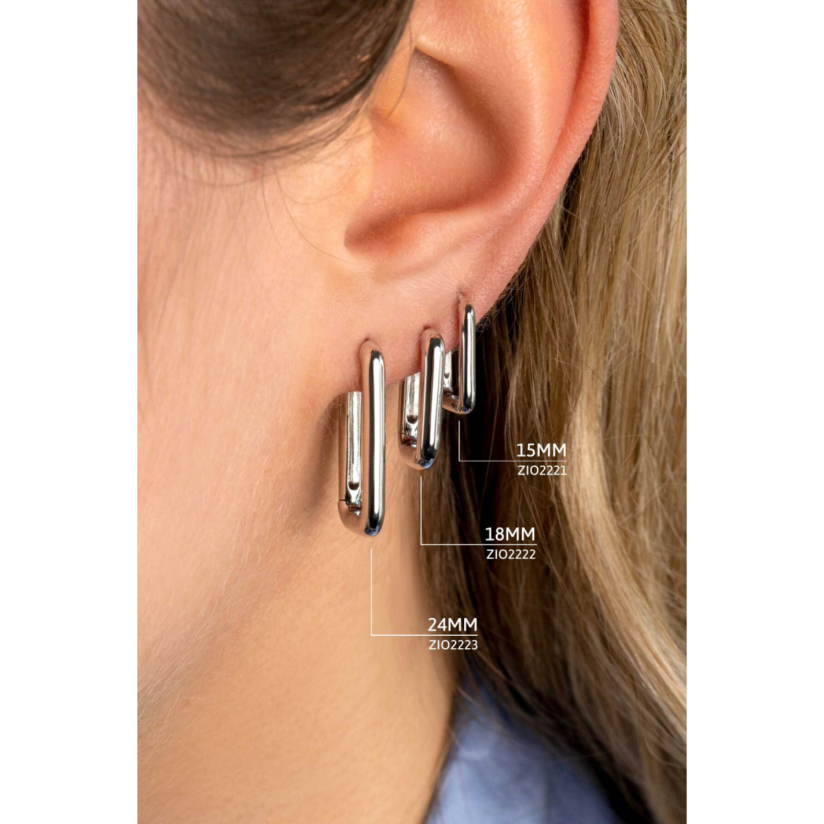 Zinzi ZIO2221 zilveren klapoorringen rechthoek 2 mm breed - Hoogte 15 mm
