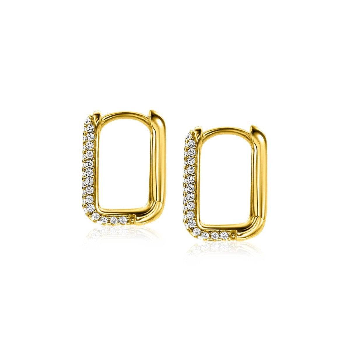 Zinzi ZIO2221Y goudkleurige klapoorringen met zirkonia 2 mm breed - Diameter 15 mm