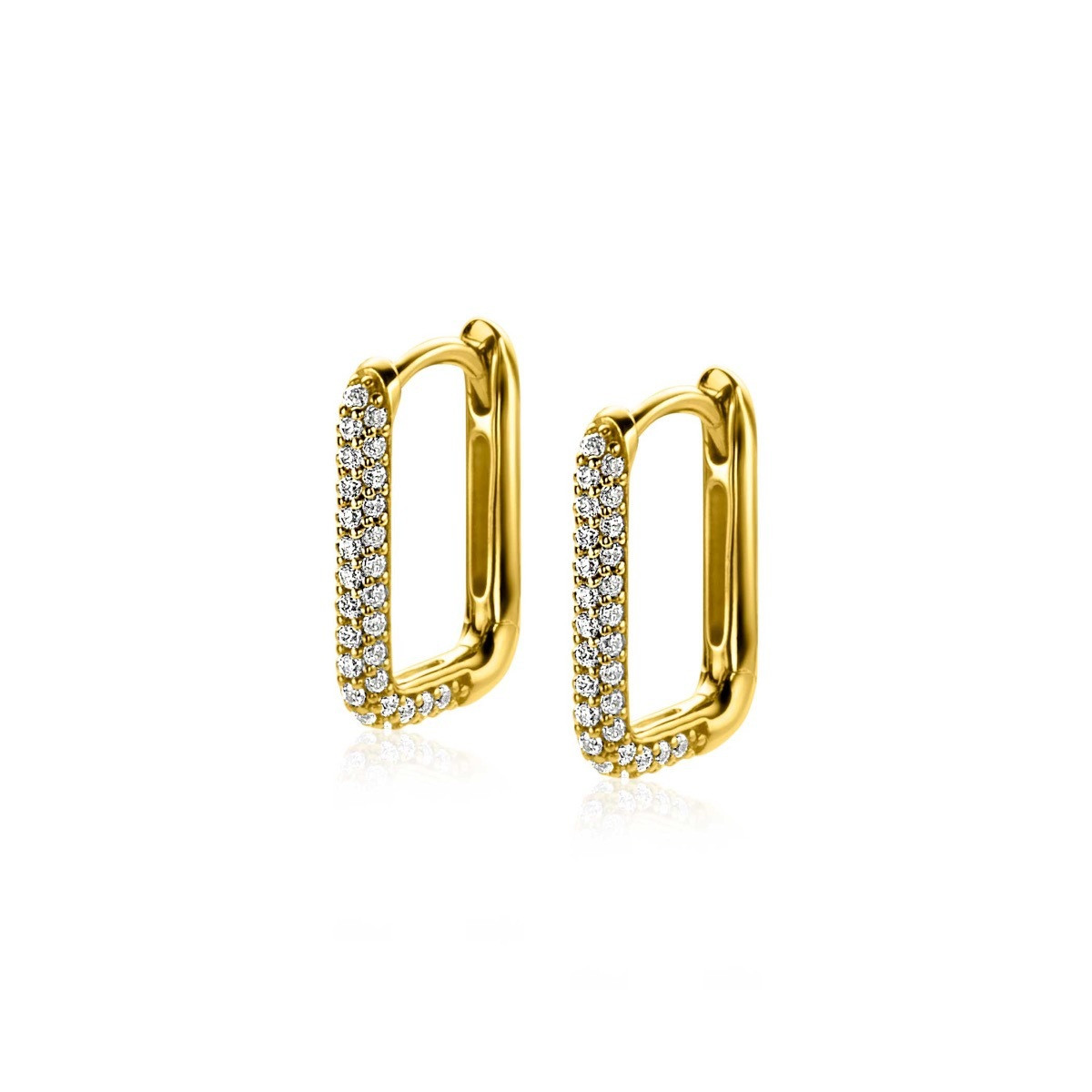 Zinzi ZIO2221Y goudkleurige klapoorringen met zirkonia 2 mm breed - Diameter 15 mm