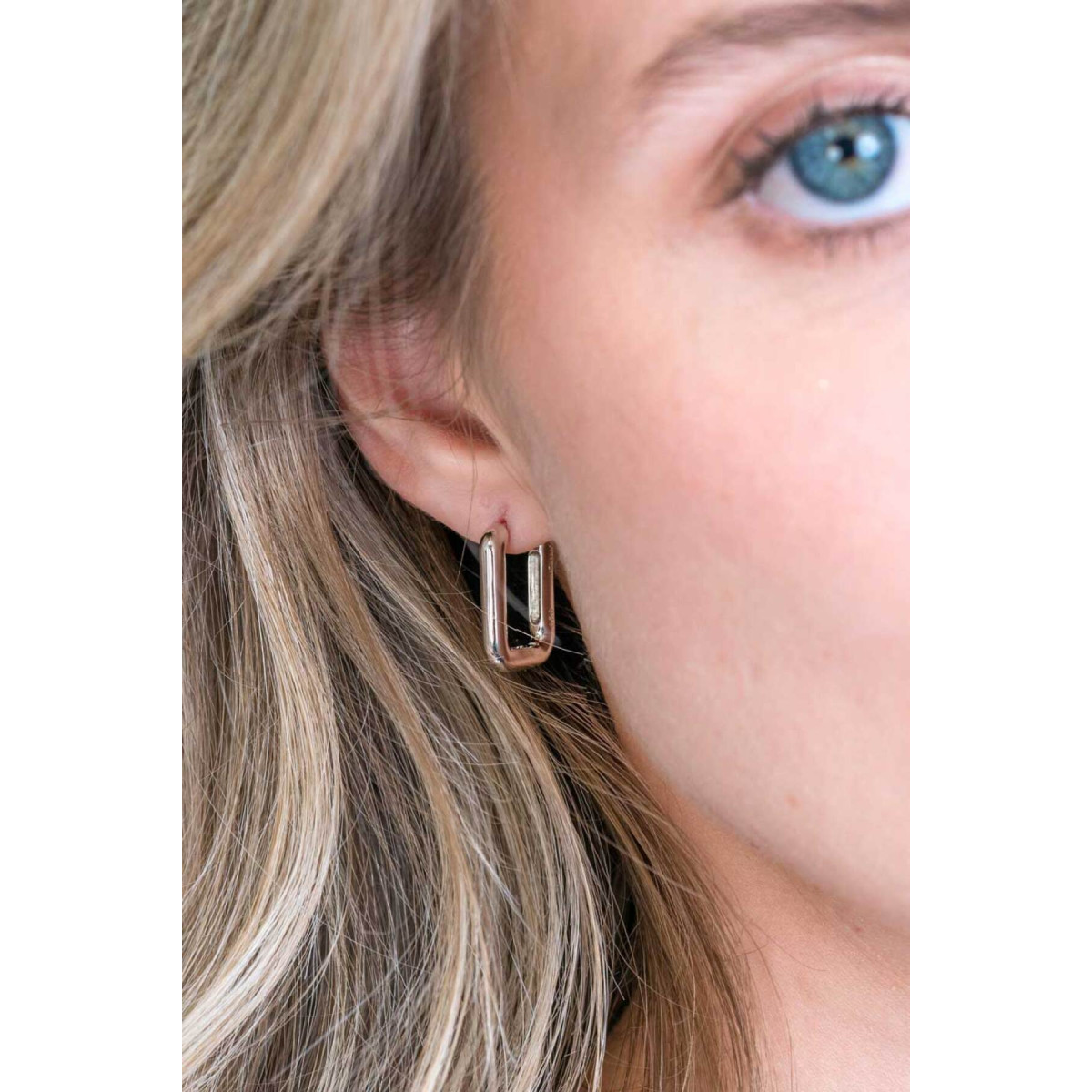Zinzi ZIO2222 zilveren oorringen rechthoek 3 mm breed - Diameter 18 mm
