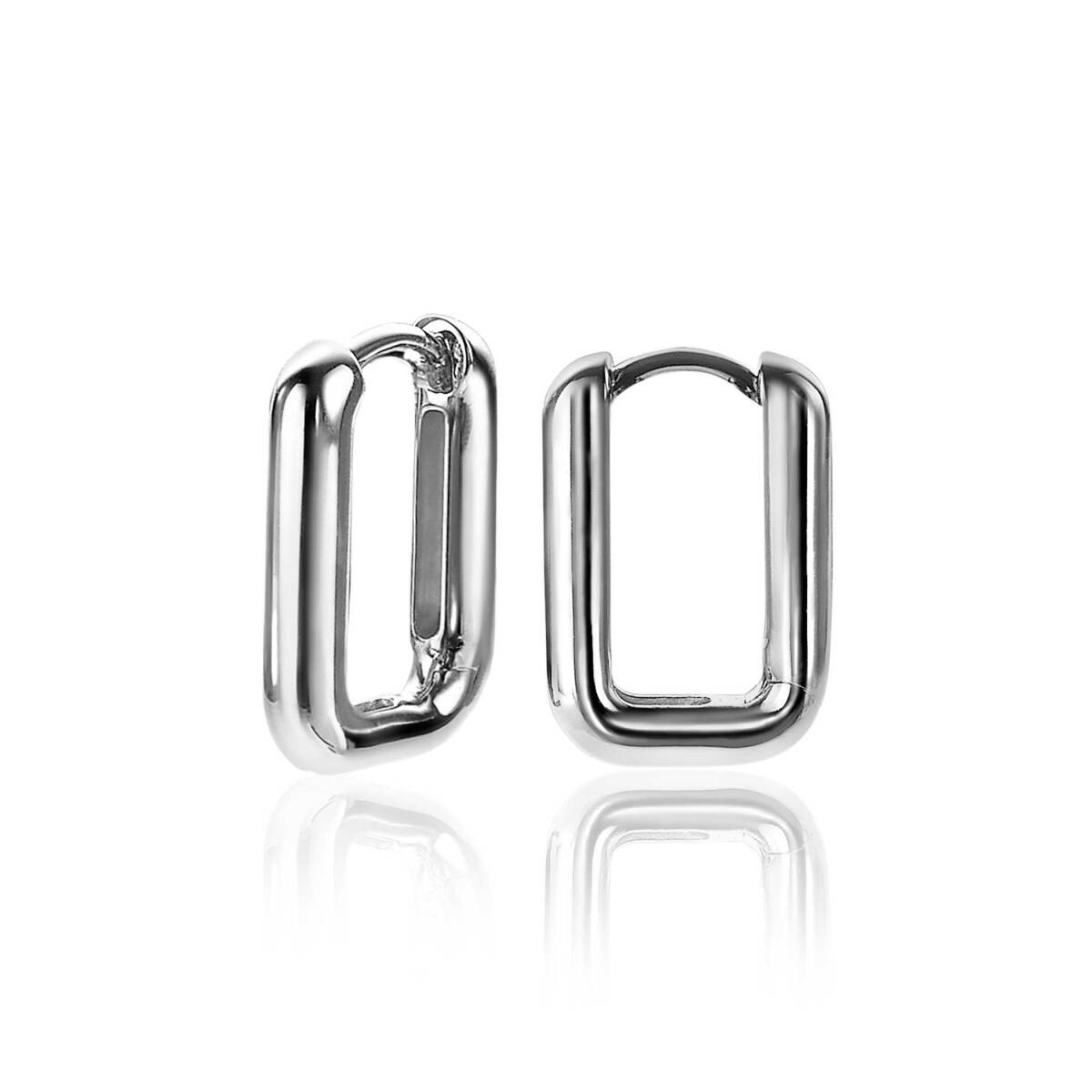 Zinzi ZIO2222 zilveren oorringen rechthoek 3 mm breed - Diameter 18 mm