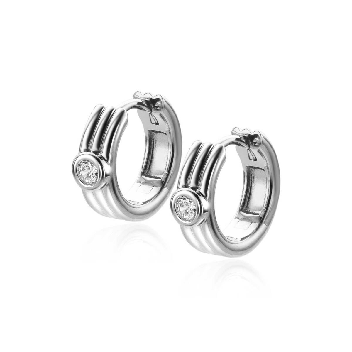 Zinzi ZIO2241 zilveren oorringen cirkel zirkonia 4 mm breed - Diameter 15 mm