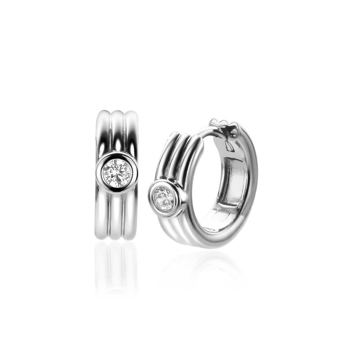 Zinzi ZIO2241 zilveren oorringen cirkel zirkonia 4 mm breed - Diameter 15 mm