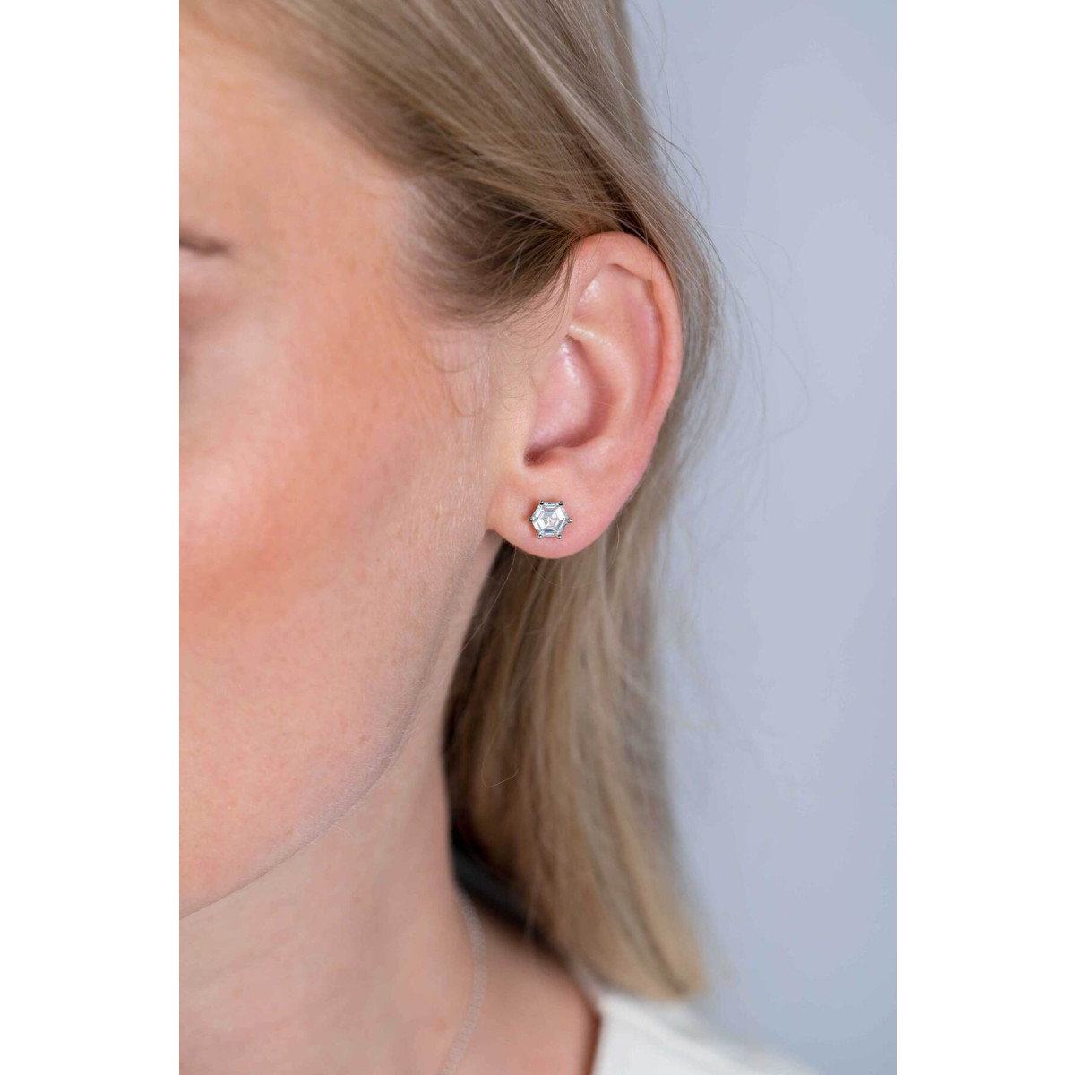 Zinzi ZIO2259 zilveren oorknopjes met zirkonia achthoek - Diameter 7 mm