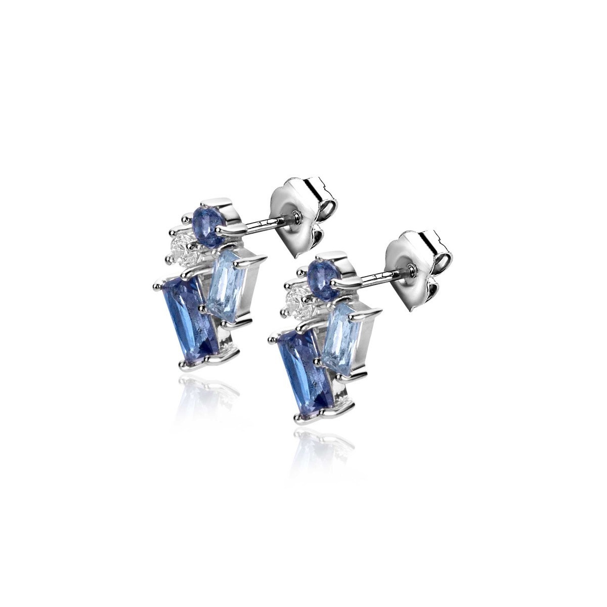 Zinzi ZIO2293 zilveren oorstekers met zirkonia 6.3 mm breed - Hoogte 11 mm