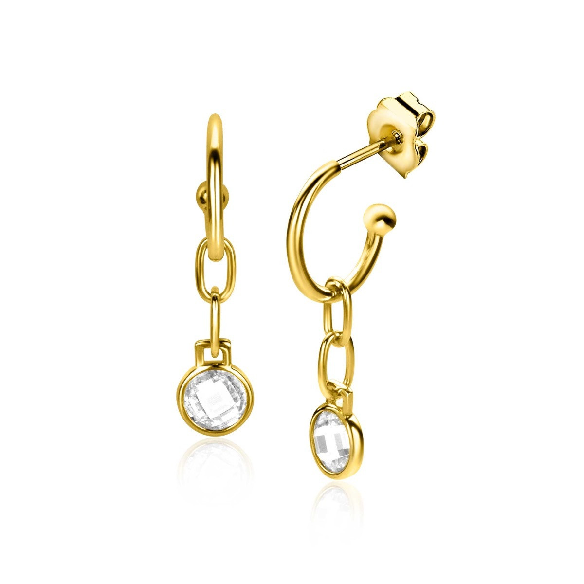Zinzi ZIO2304G goudkleurige oorringen met zirkonia - Diameter 13 mm