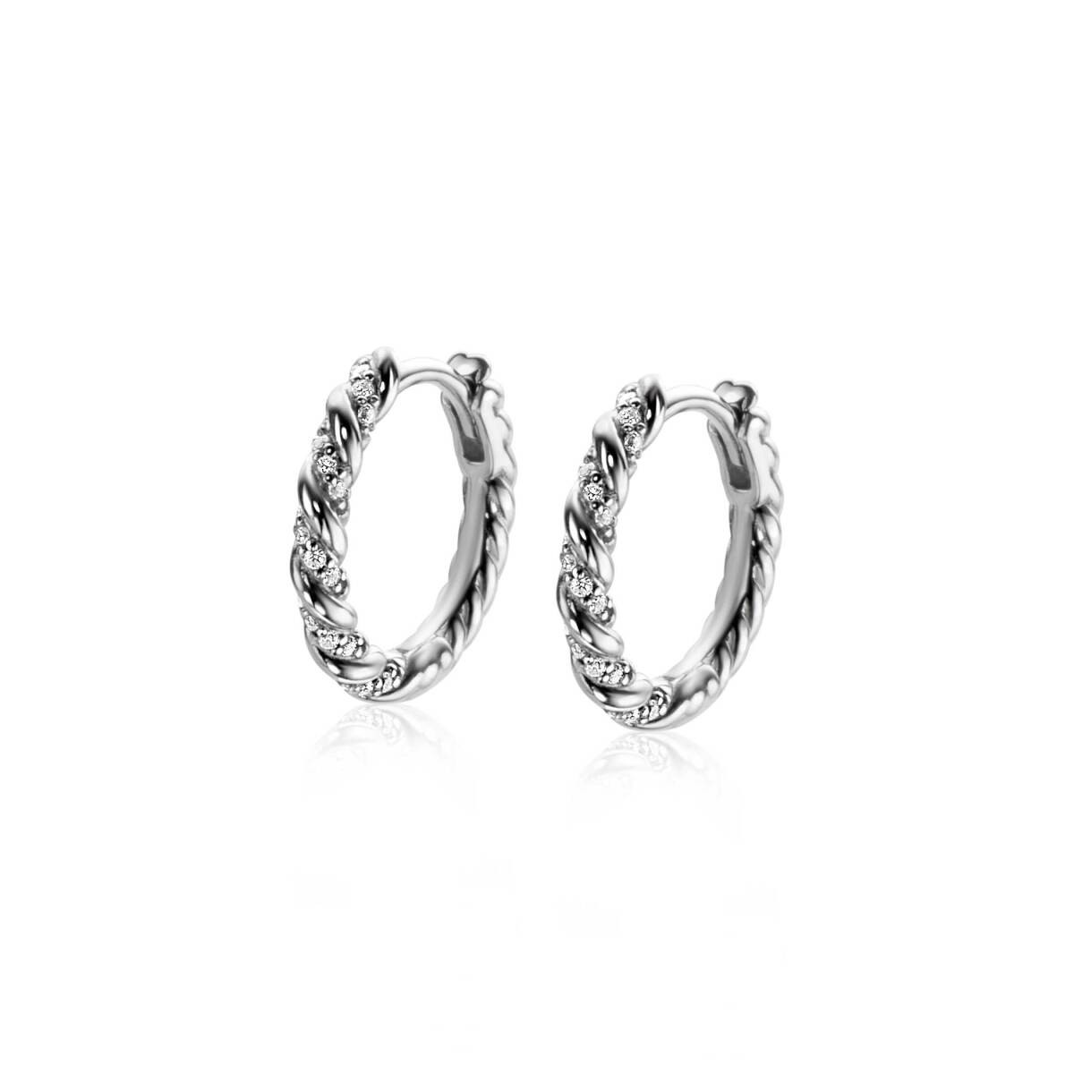 Zinzi ZIO2320 zilveren oorringen met zirkonia 2 mm breed - Diameter 15 mm
