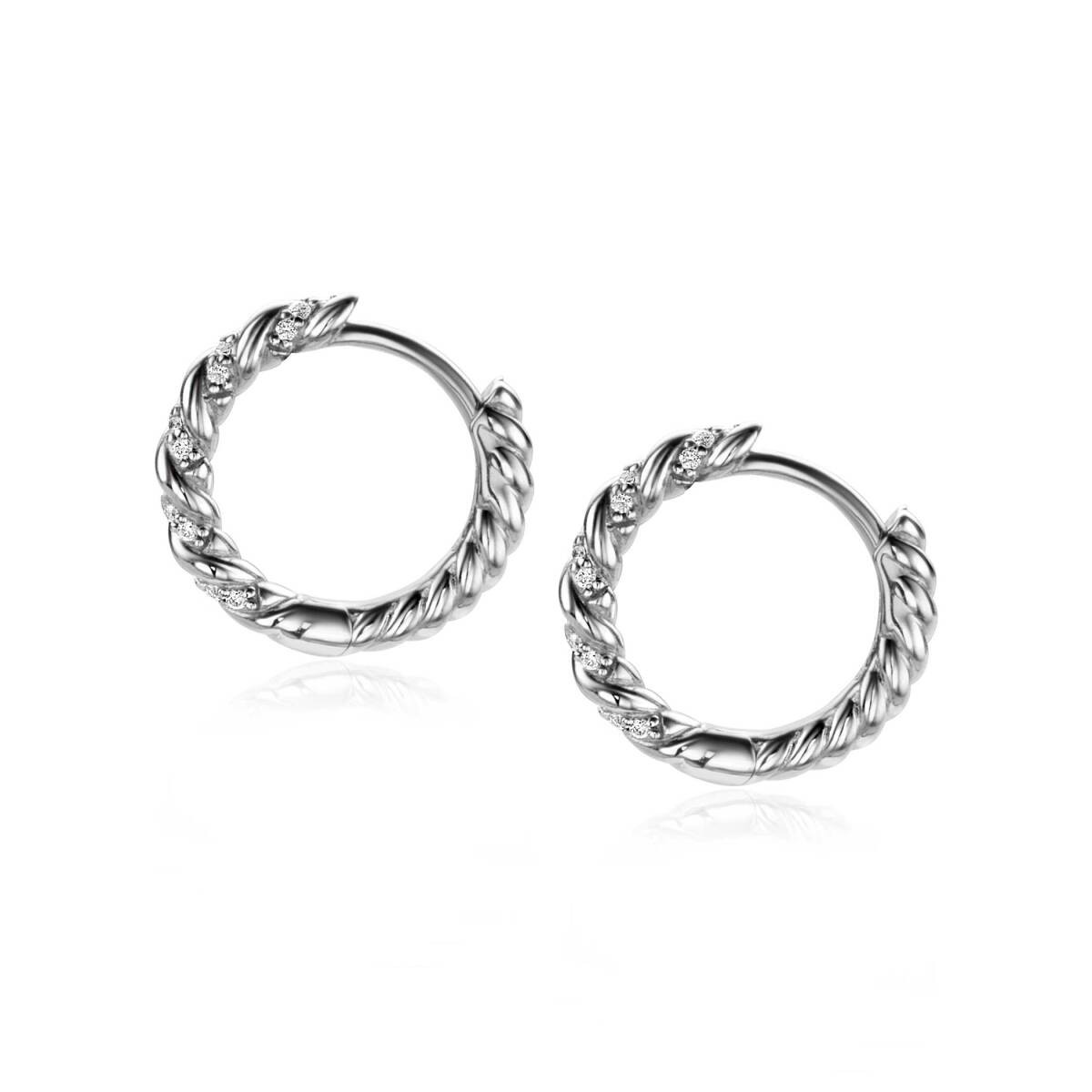 Zinzi ZIO2320 zilveren oorringen met zirkonia 2 mm breed - Diameter 15 mm