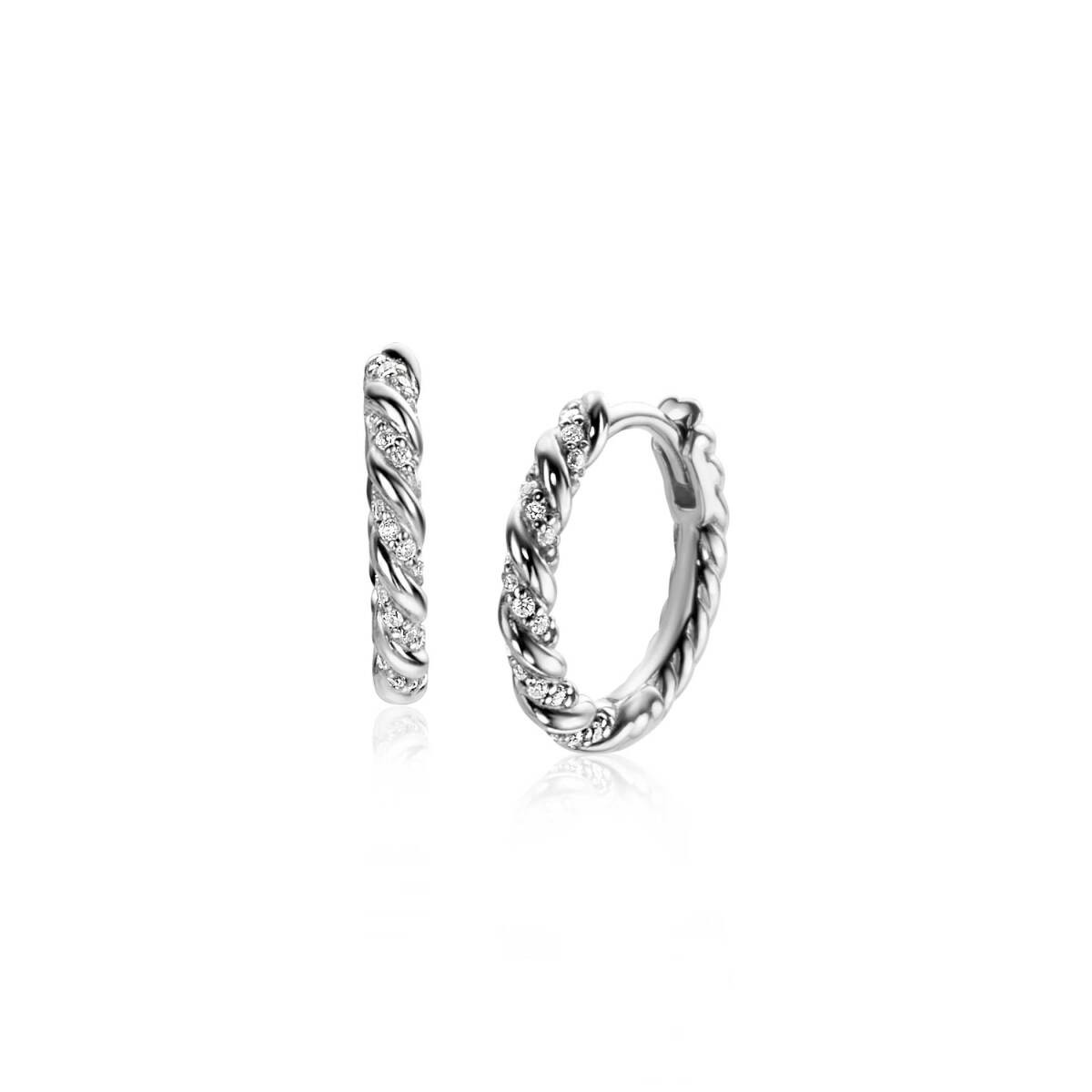 Zinzi ZIO2320 zilveren oorringen met zirkonia 2 mm breed - Diameter 15 mm