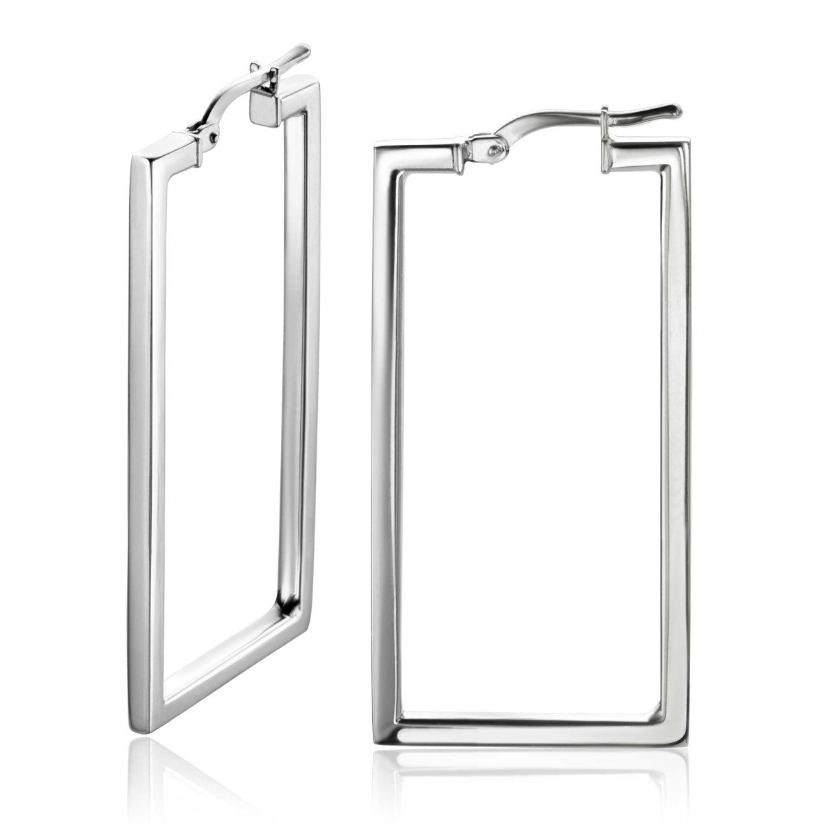 Zinzi ZIO2337L zilveren rechthoekige oorringen 2 mm breed - Hoogte 40 mm