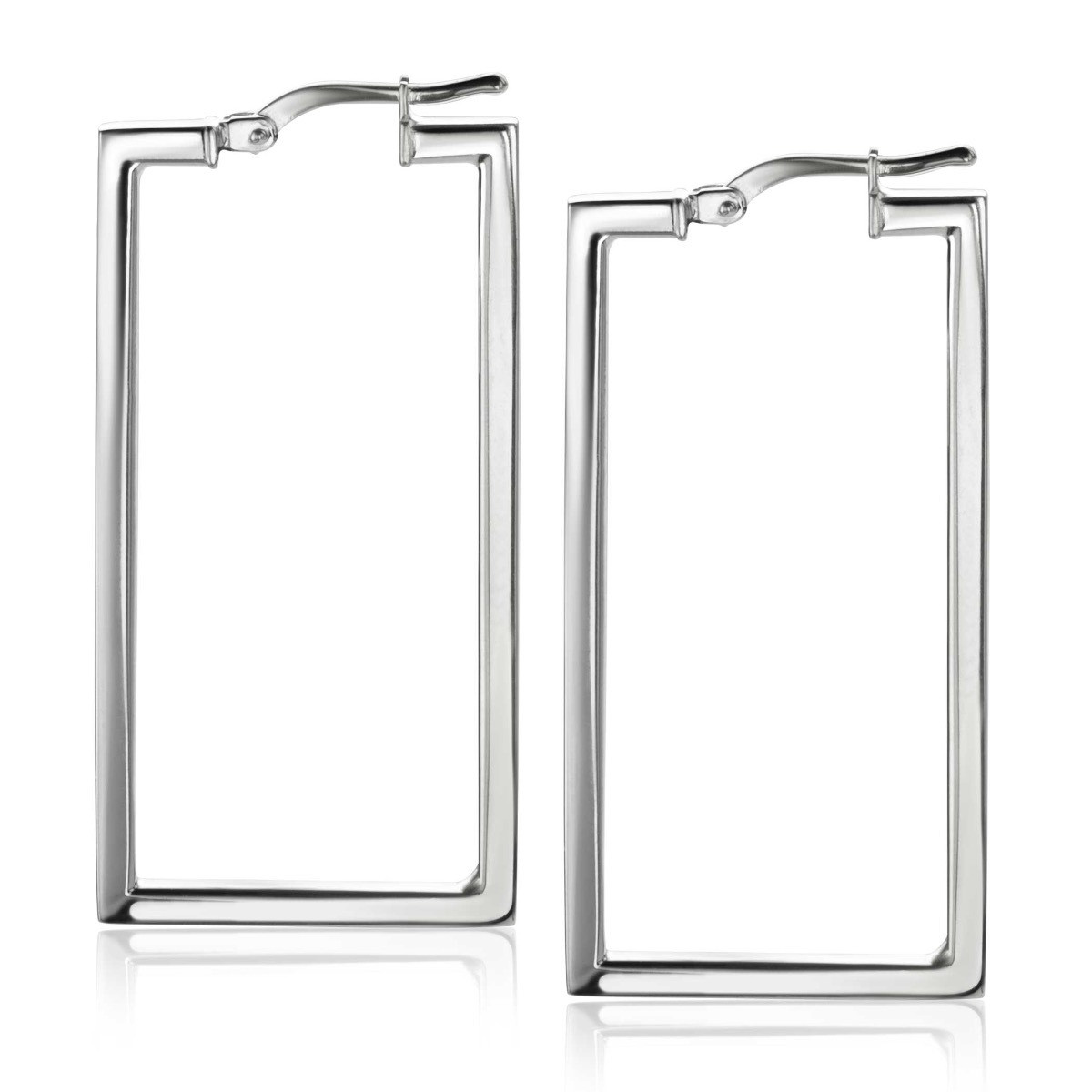 Zinzi ZIO2337L zilveren rechthoekige oorringen 2 mm breed - Hoogte 40 mm