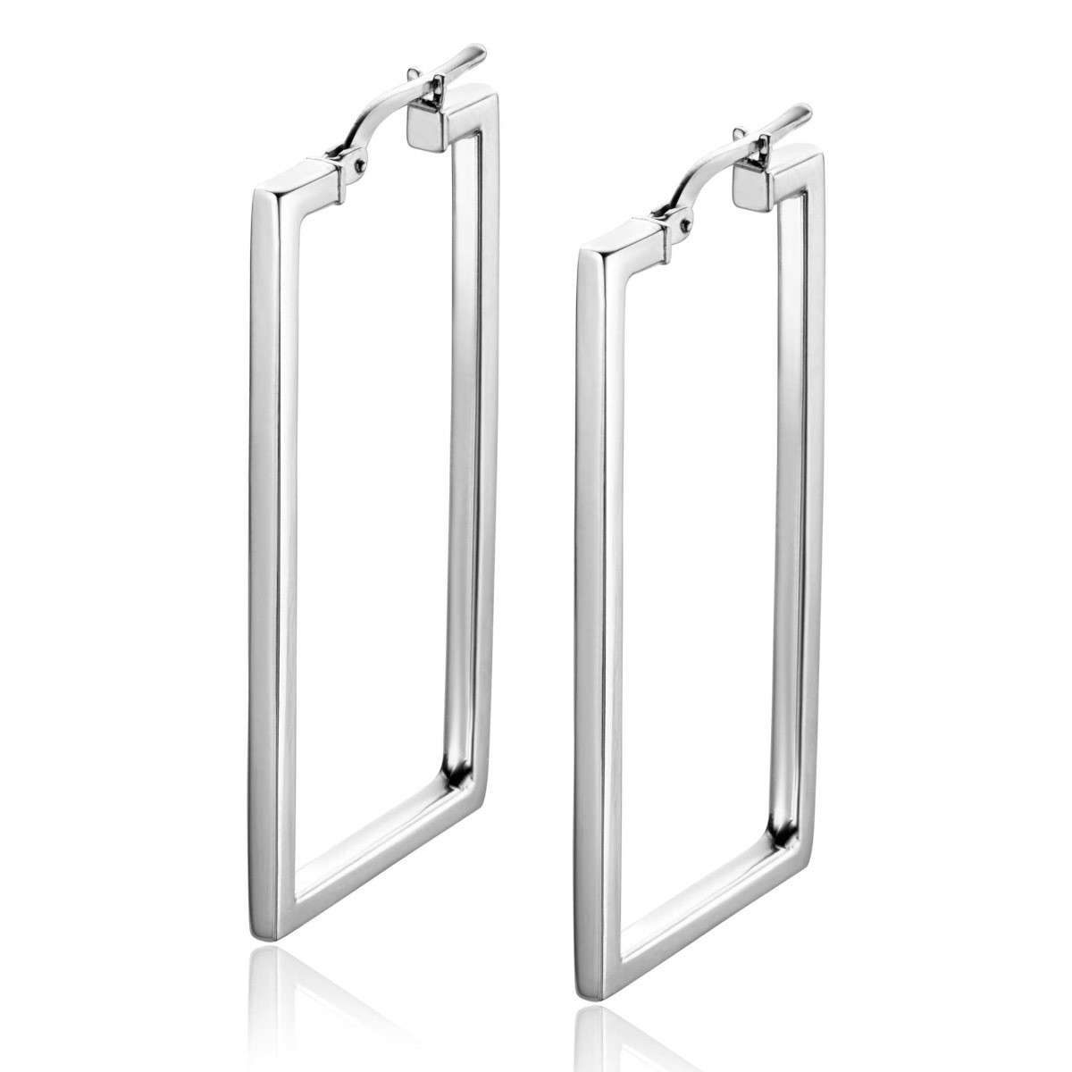 Zinzi ZIO2337L zilveren rechthoekige oorringen 2 mm breed - Hoogte 40 mm