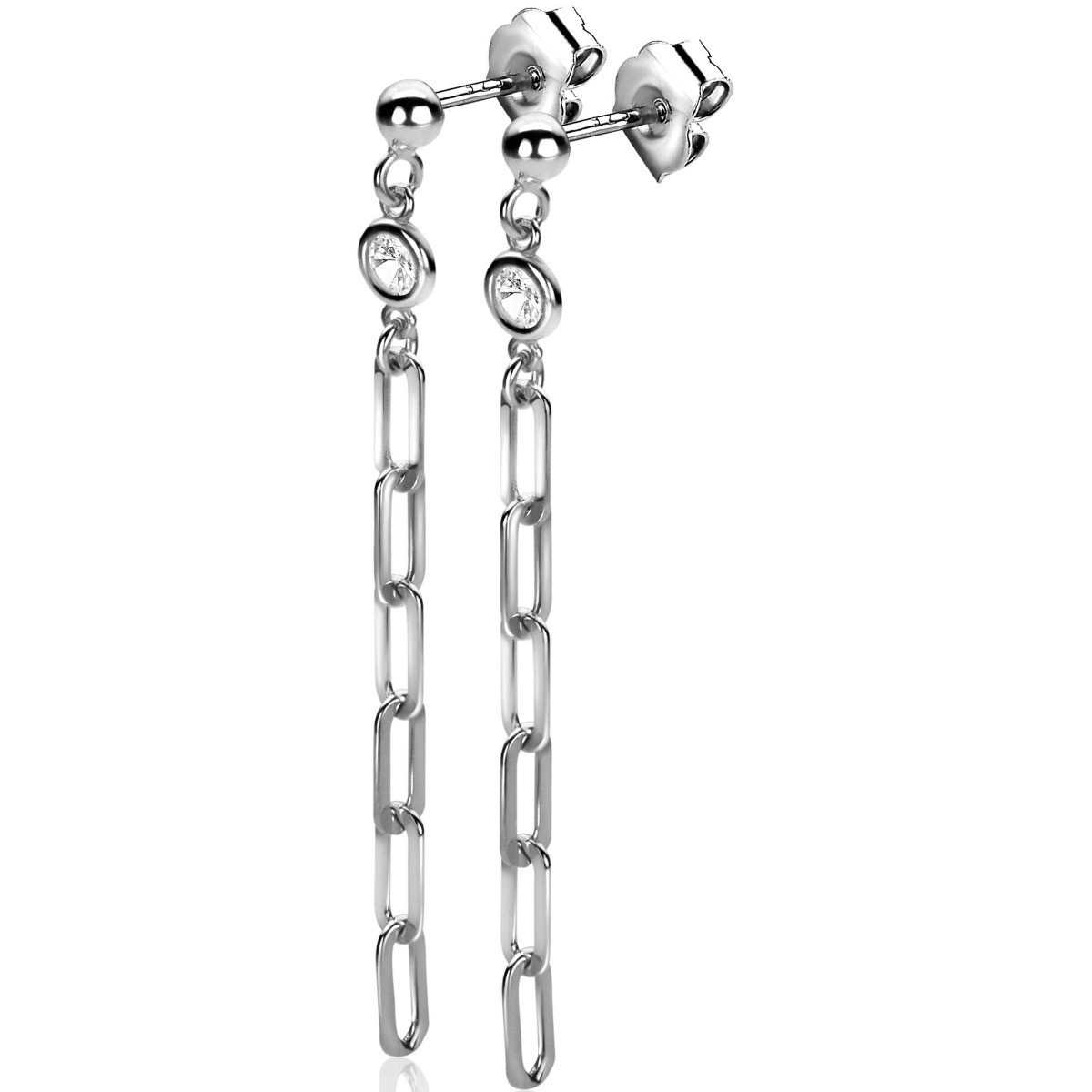 Zinzi ZIO2363 925 zilveren oorstekers met briljant geslepen zirkonia 5.3 mm breed - Hoogte 58 mm