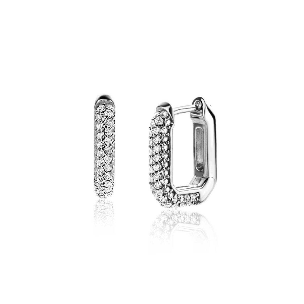 Zinzi ZIO2495Z zilveren oorringen met briljant geslepen zirkonia 3 mm breed - Diameter 16 mm