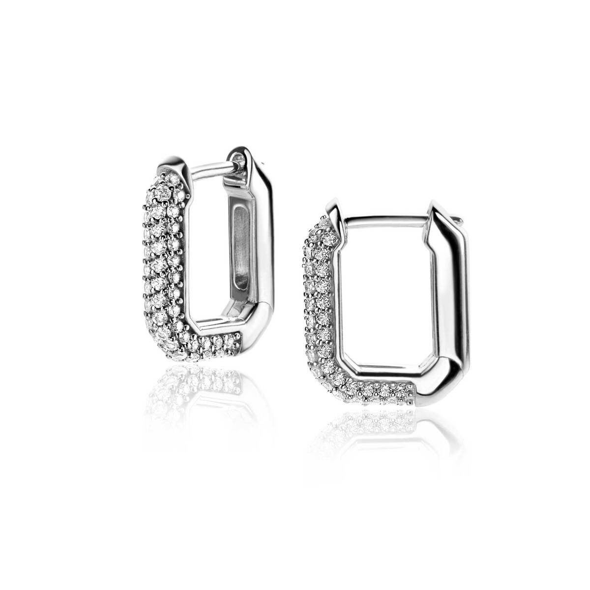 Zinzi ZIO2495Z zilveren oorringen met briljant geslepen zirkonia 3 mm breed - Diameter 16 mm