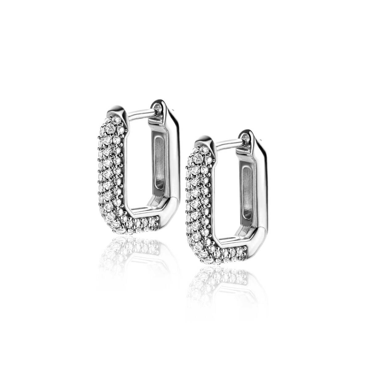 Zinzi ZIO2495Z zilveren oorringen met briljant geslepen zirkonia 3 mm breed - Diameter 16 mm