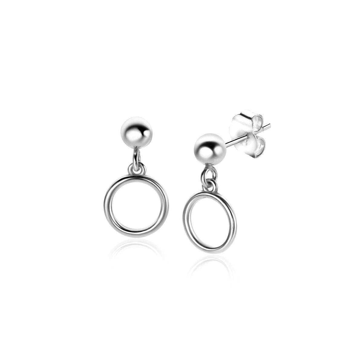 Zinzi ZIO2523 zilveren oorhangers met bolletje 8 mm breed - Hoogte 15 mm