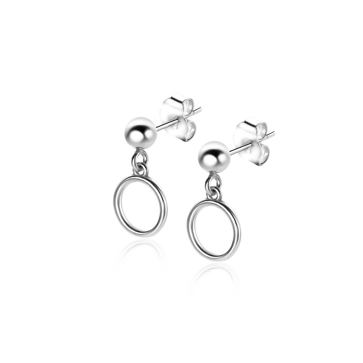 Zinzi ZIO2523 zilveren oorhangers met bolletje 8 mm breed - Hoogte 15 mm