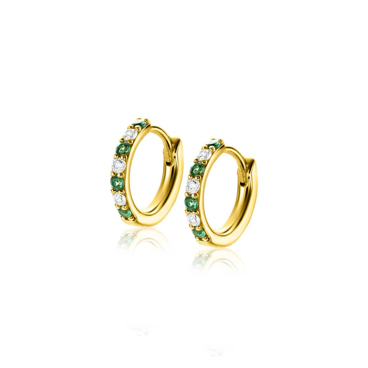 Zinzi ZIO2557 goudkleurige oorringen cirkel met zirkonia 2 mm breed - Diameter 12 mm