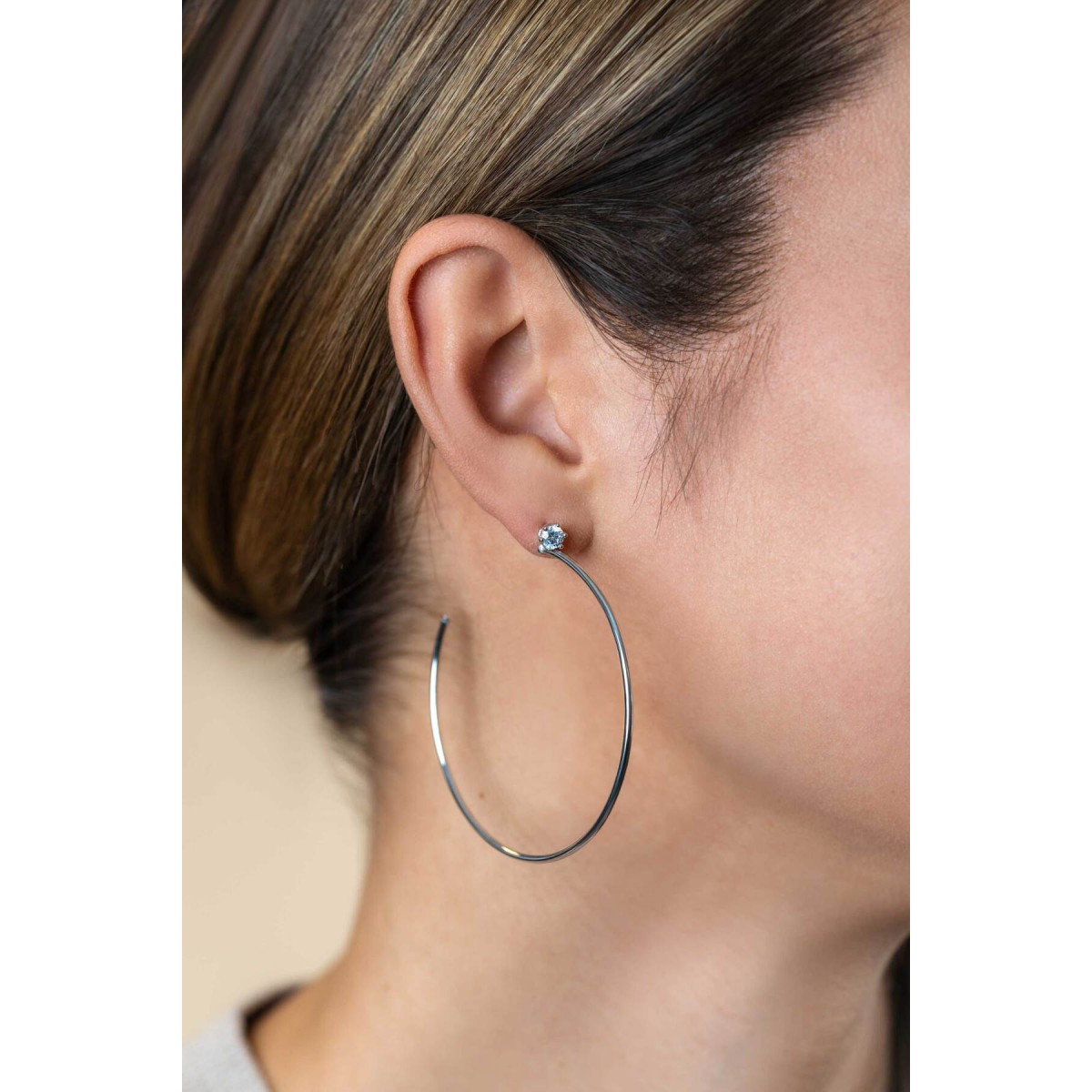 Zinzi ZIO2574 zilveren oorringen met transparante zirkonia 5 mm breed - Diameter 55 mm