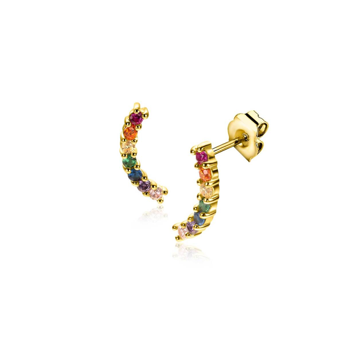 Zinzi ZIO2592 gold plated oorknopjes met regenboog zirkonia 1.7 mm breed - Diameter 10 mm