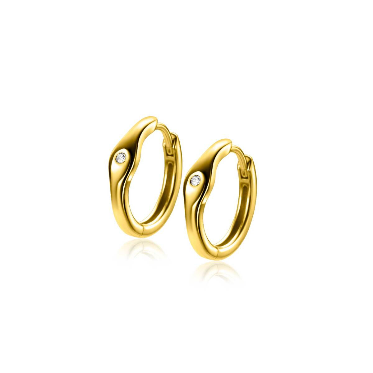 Zinzi ZIO2628 goudkleurige oorringen met zirkonia 2 mm breed - Diameter 15 mm
