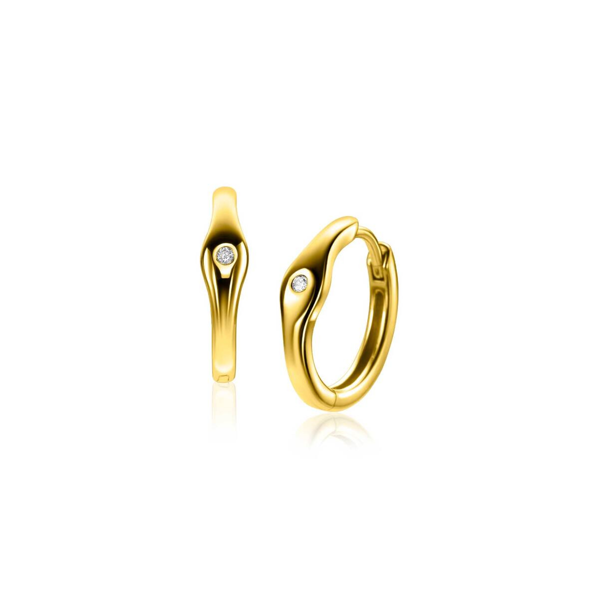Zinzi ZIO2628 goudkleurige oorringen met zirkonia 2 mm breed - Diameter 15 mm