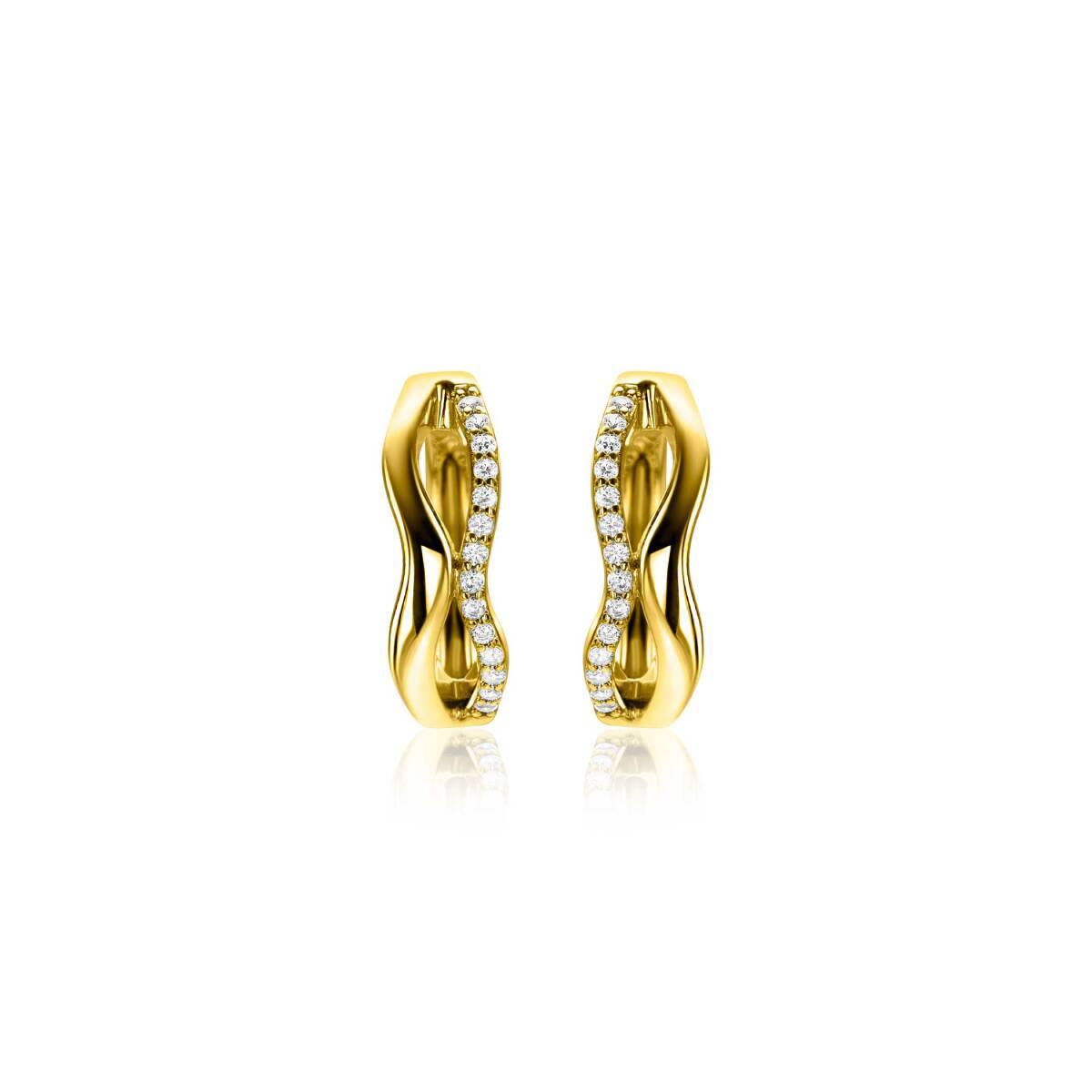 Zinzi ZIO2629Y gold plated oorringen met zirkonia 2 mm breed - Diameter 15 mm